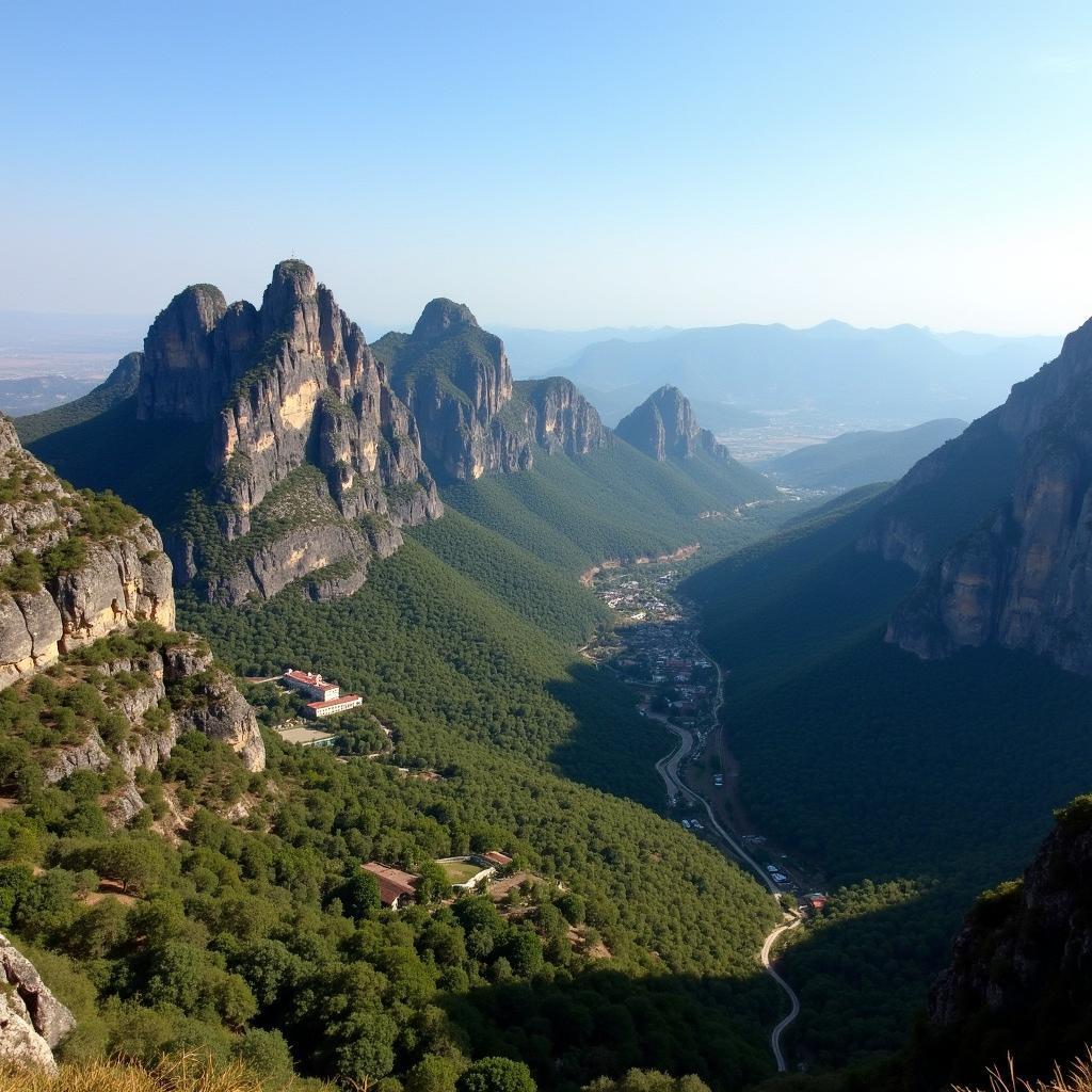 Day trip to Montserrat from Barcelona showing the majestic mountain range and monastery.