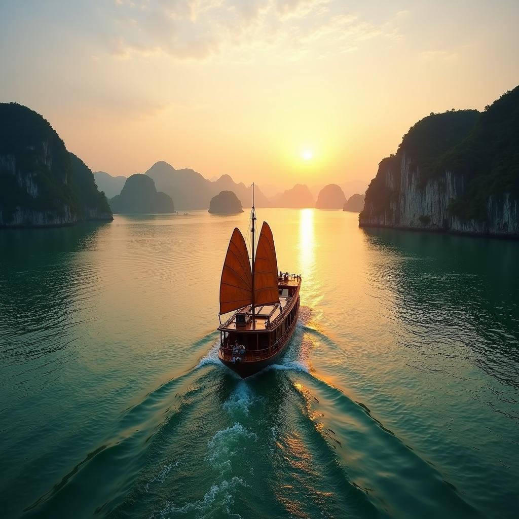 Cruising through the majestic Halong Bay on a Delhi to Vietnam tour.