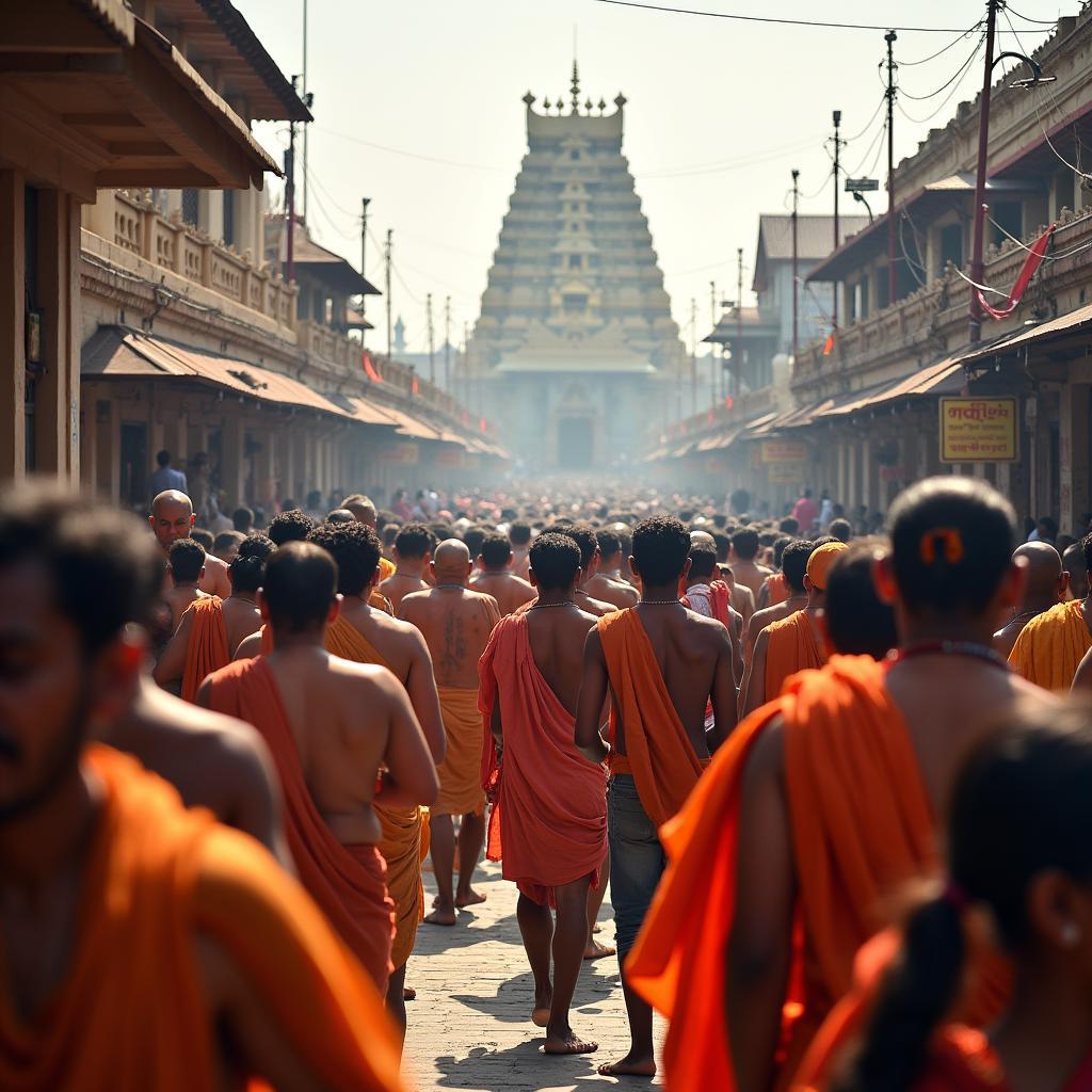 Devotees at Tirupati Balaji Temple