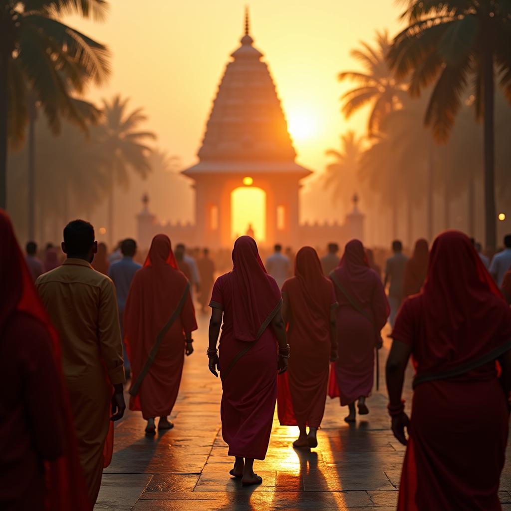 Pilgrims embarking on a spiritual journey through India's sacred sites