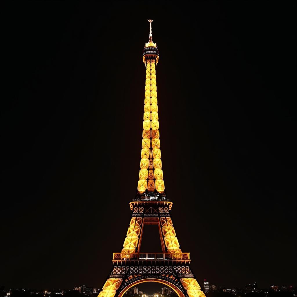 Eiffel Tower Illuminated at Night