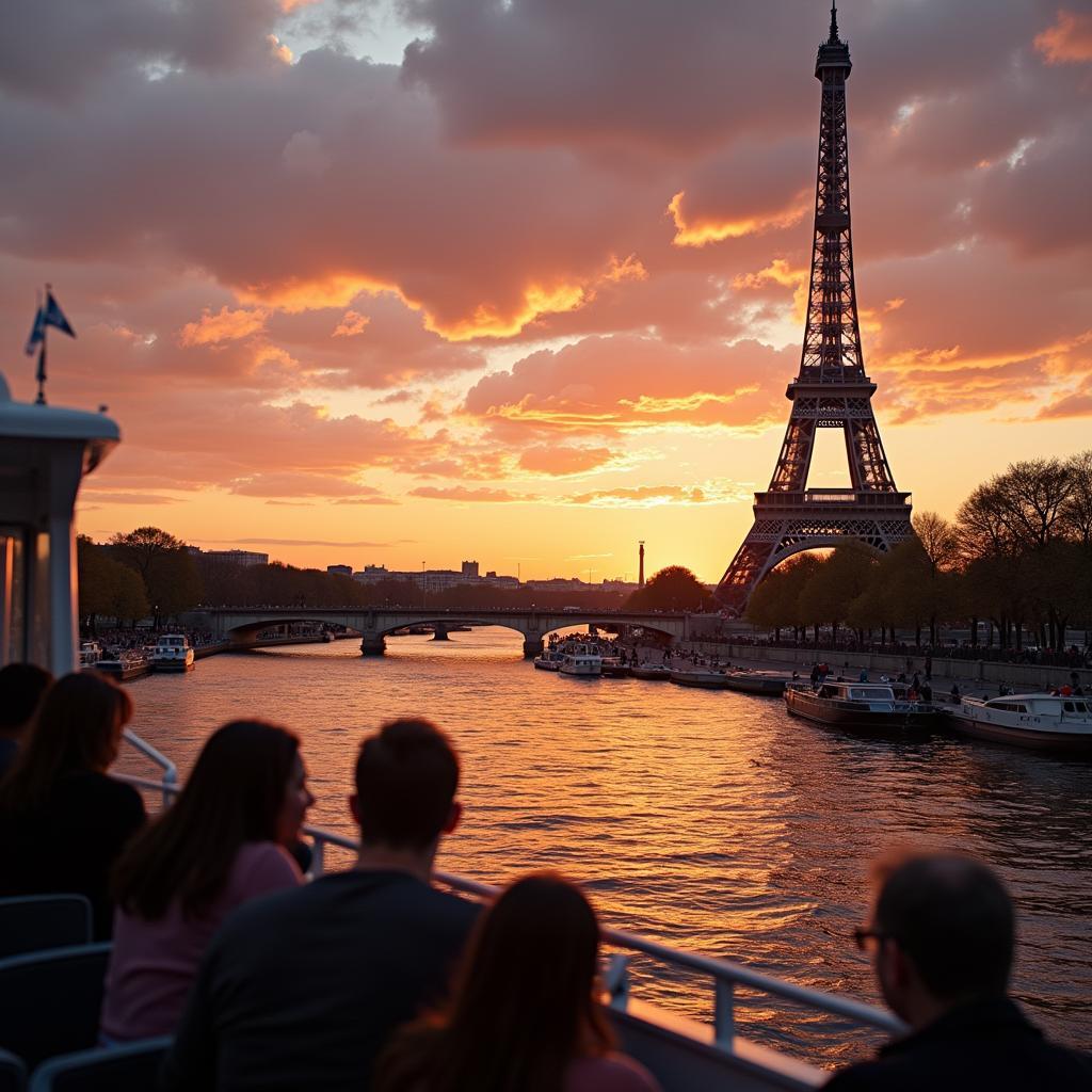 Eiffel Tower at Sunset from the Seine River