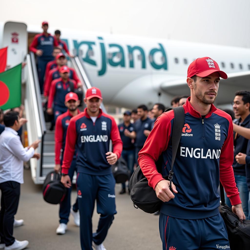 England Cricket Team Arriving in Dhaka Airport, Bangladesh