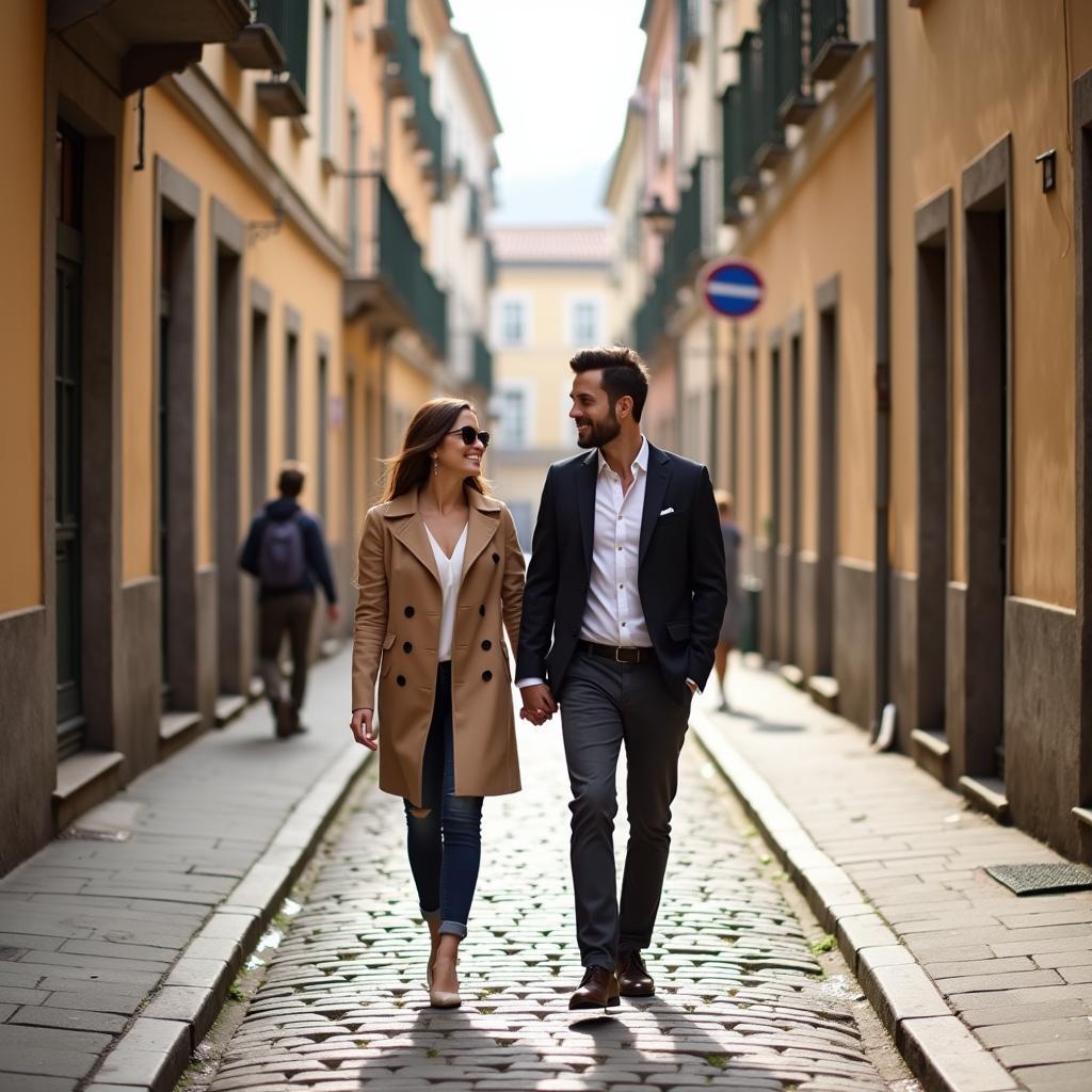 Couple Exploring European City Streets