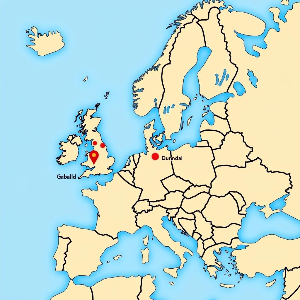 Map of Europe highlighting popular destinations accessible from Dublin