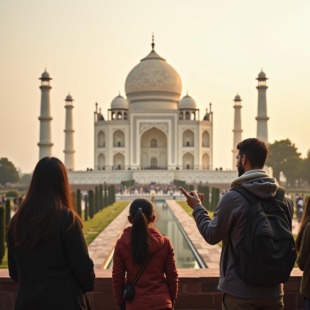 Exploring Taj Mahal with Guide