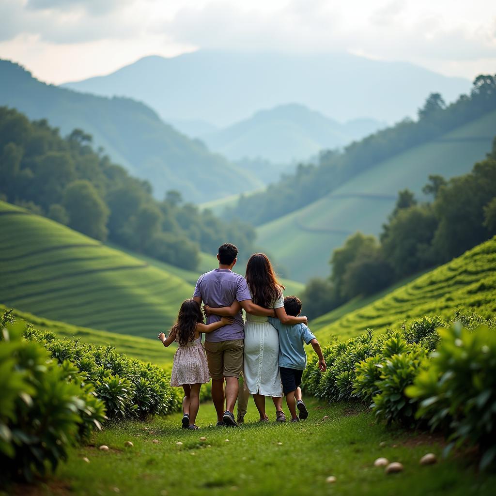 Family Enjoying the Lush Scenery of Coorg