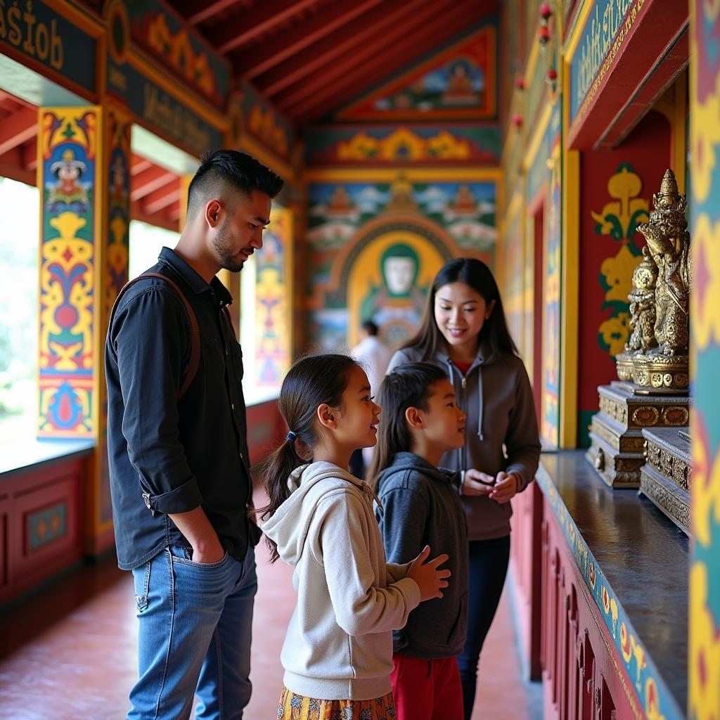 Family exploring Rumtek Monastery