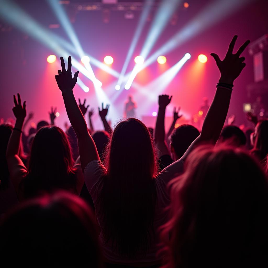 Excited fans at an A Day to Remember concert