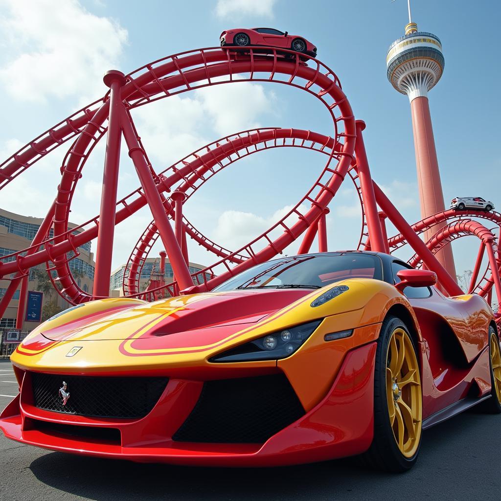 Thrilling ride on the Formula Rossa roller coaster at Ferrari World.