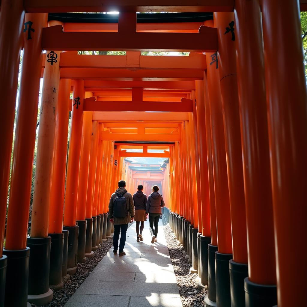 Fushimi Inari Shrine in Kyoto with its thousands of red torii gates