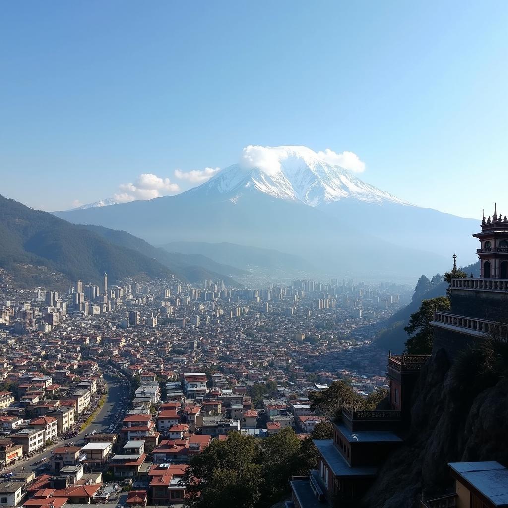 Gangtok cityscape with a breathtaking view of the Kanchenjunga mountain range