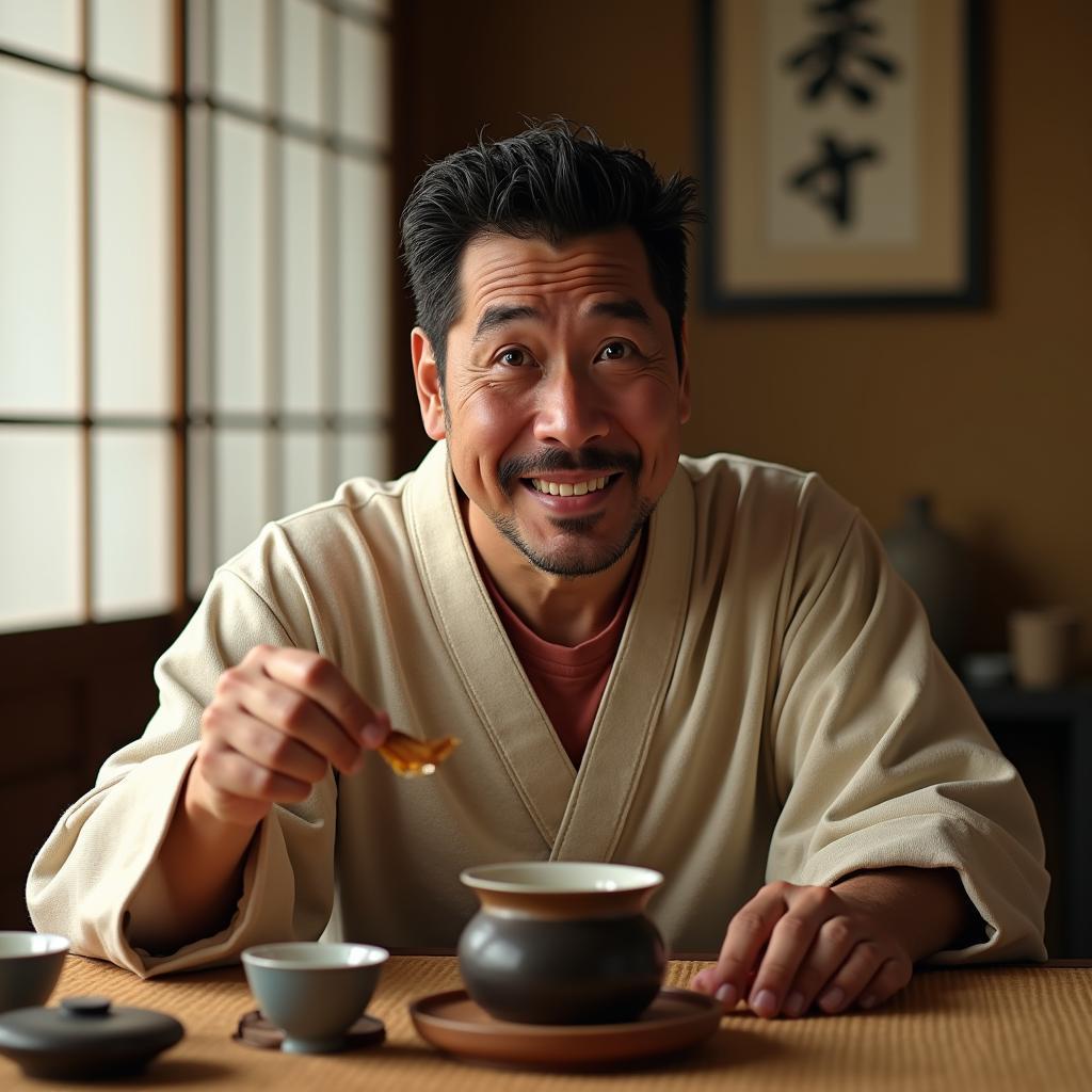 George Lopez participating in a traditional tea ceremony in Kyoto