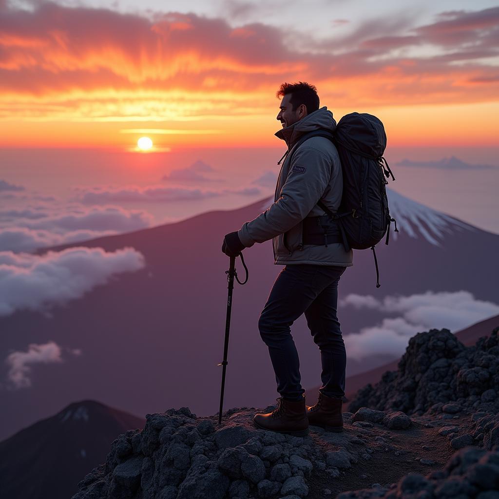 George Lopez hiking Mount Fuji