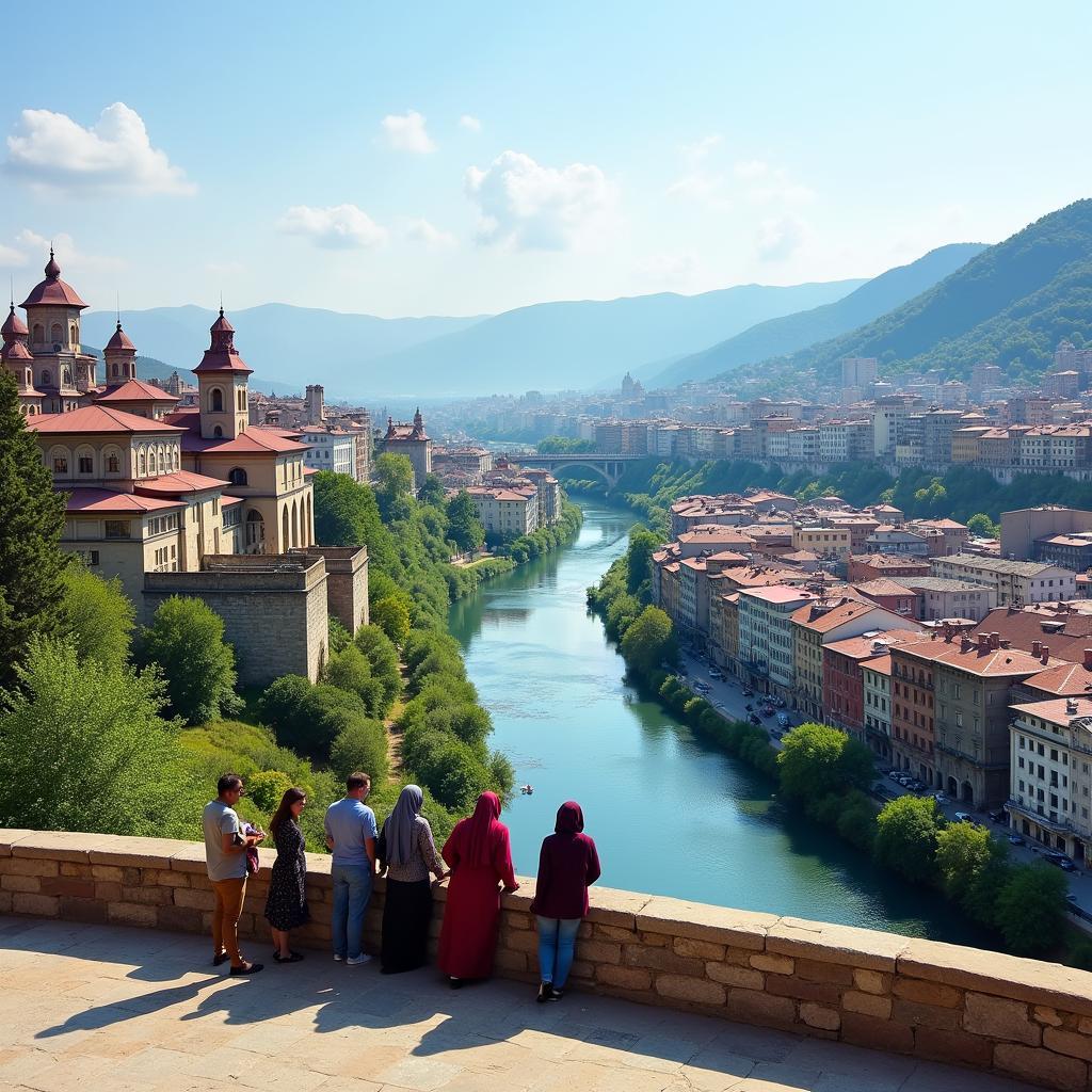 Tbilisi Cityscape with Qatari Tourists