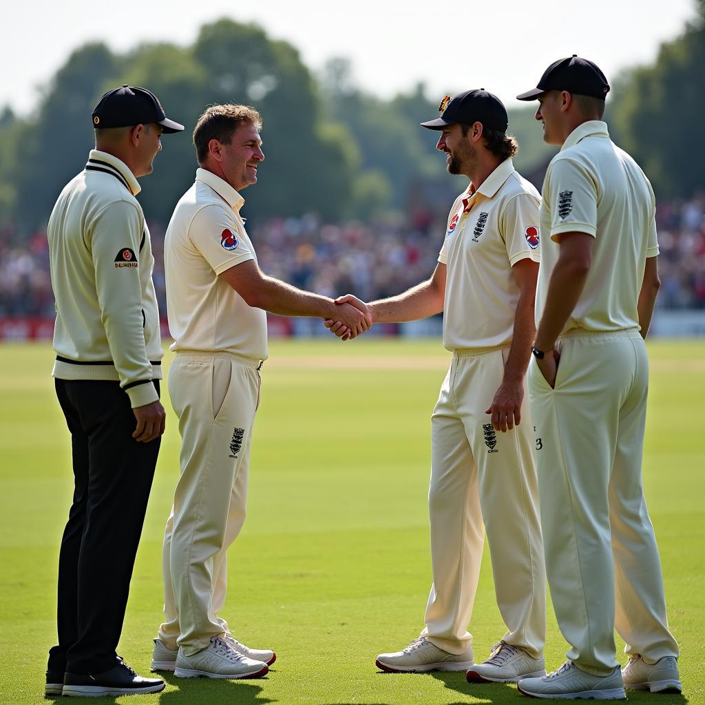 Germany and Belgium captains at the toss for the 1st T20I at Waterloo 2018