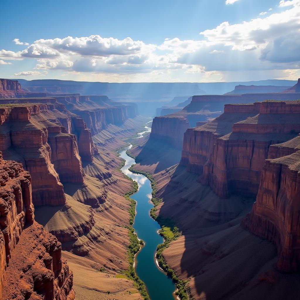 Aerial View of the Grand Canyon's South Rim from a Helicopter Tour