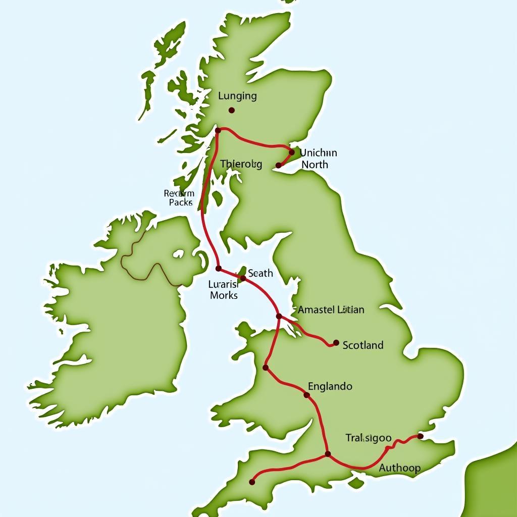 Map of a Great Britain Tour highlighting England, Scotland, and Wales.