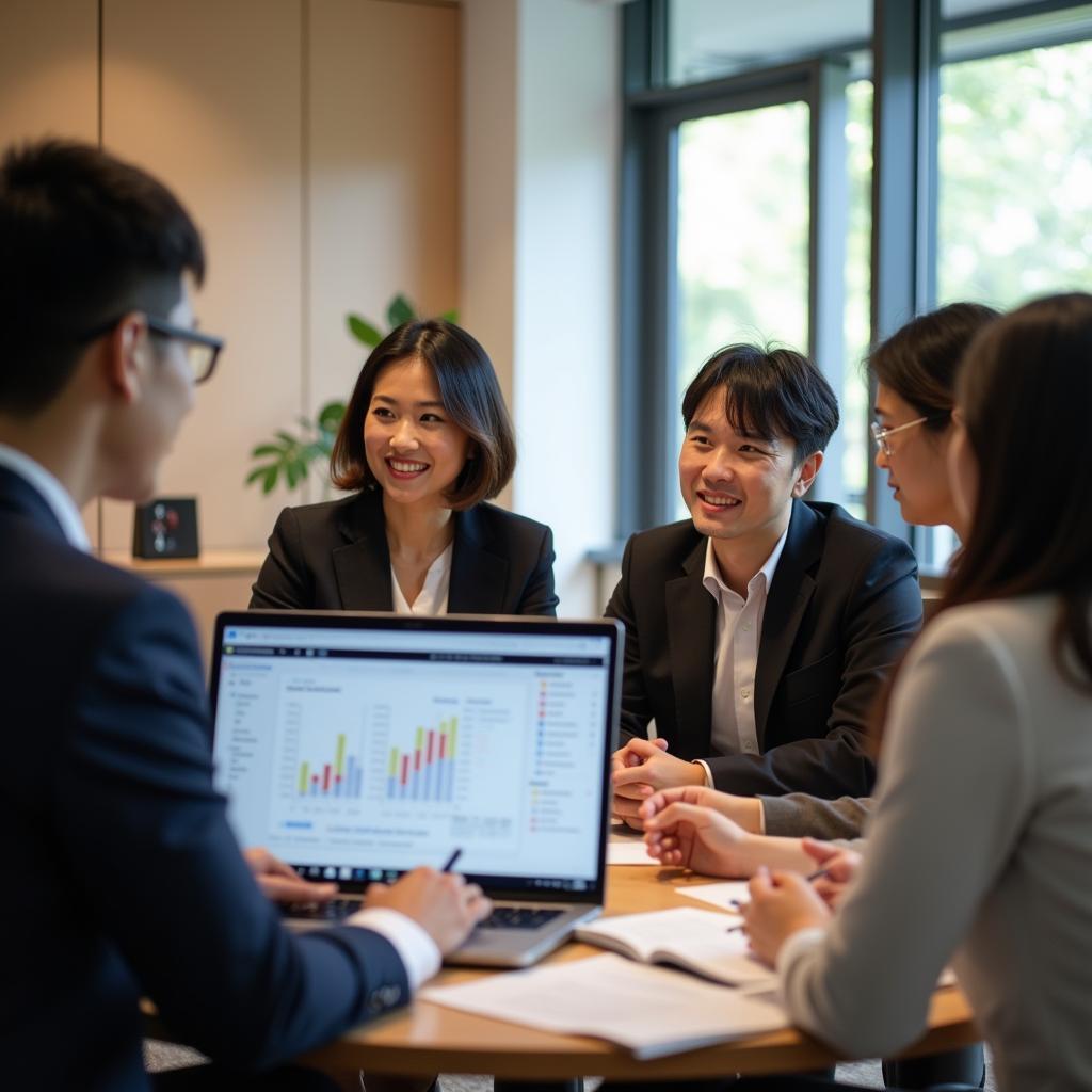 Group learning about Japanese business practices