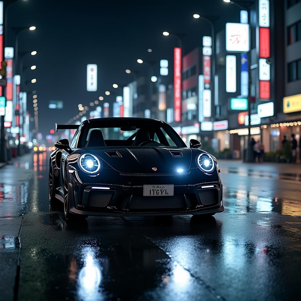 991.2 GT3 Touring driving through Tokyo at night