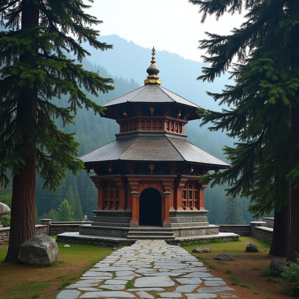 The ancient Hadimba Devi Temple nestled in a cedar forest in Manali