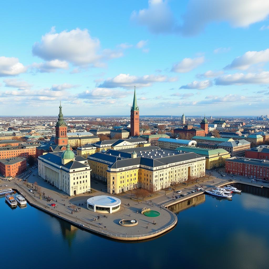 Helsinki Cityscape: A panoramic view of Helsinki, highlighting its modern architecture and historical landmarks.