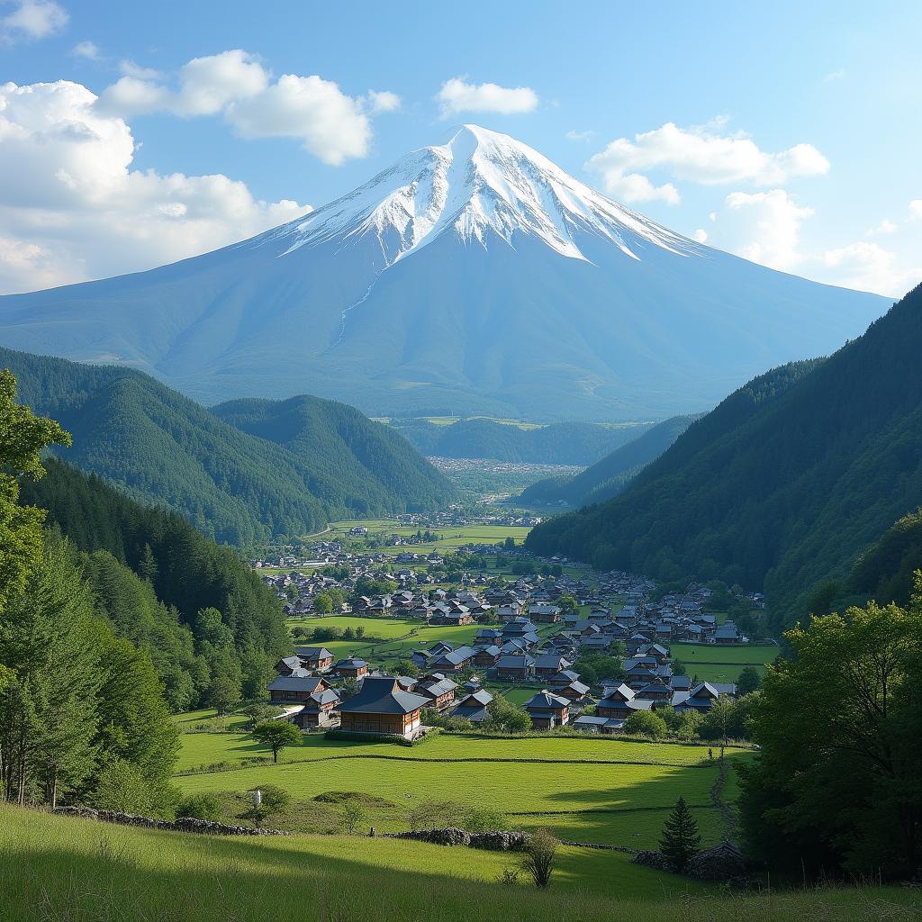 Serene Hidden Village in the Japanese Mountains