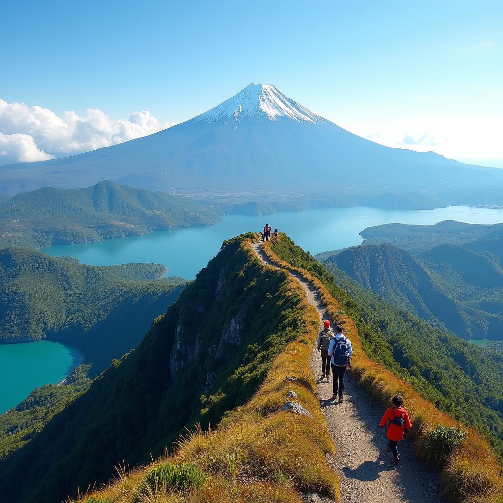 Hiking Mount Fuji and enjoying the scenic view