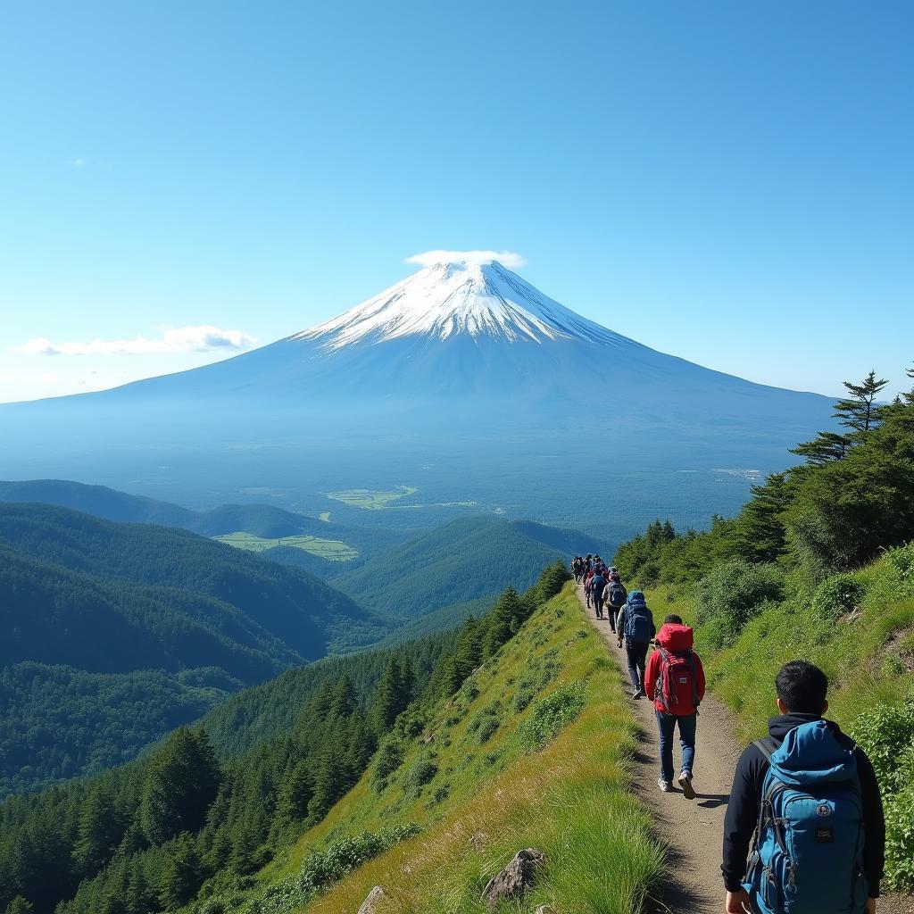 Hiking Mount Fuji with a Scenic View