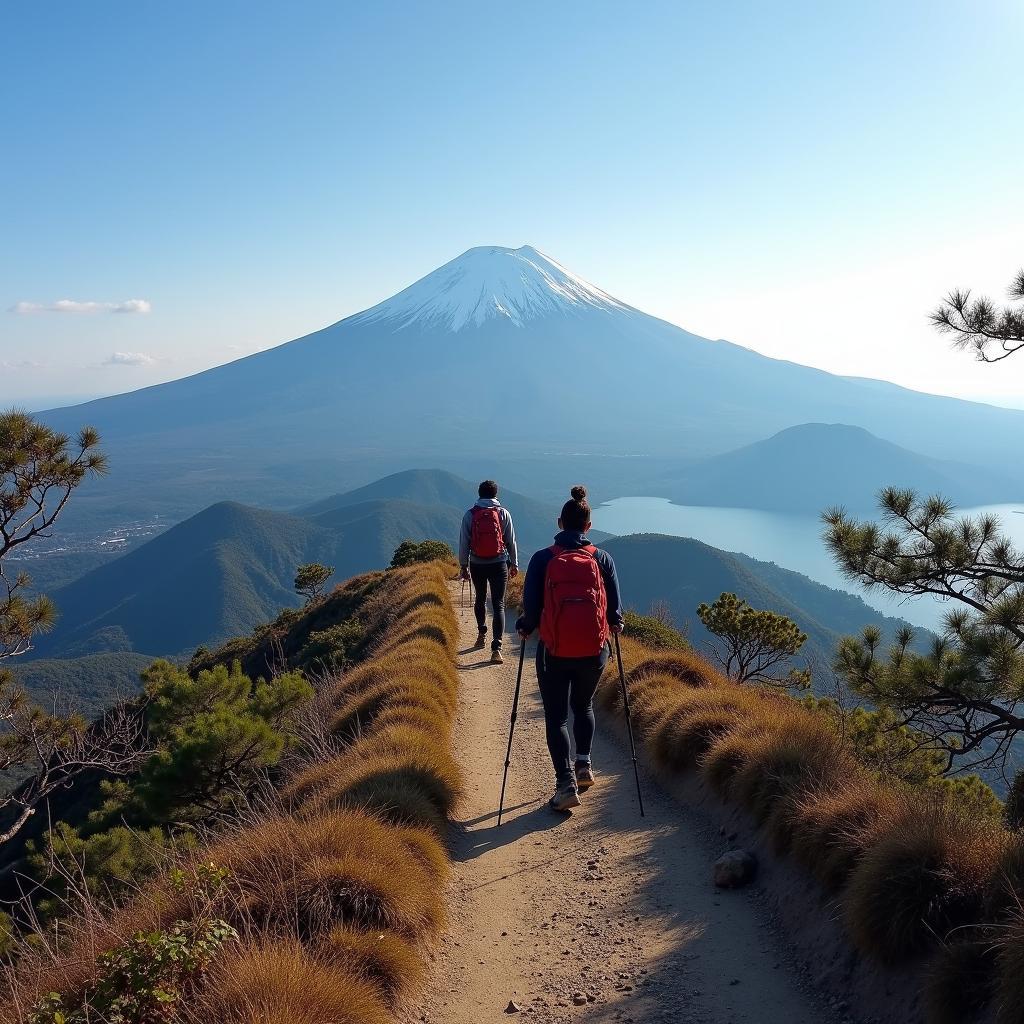 Hiking Mount Fuji and enjoying the scenic views