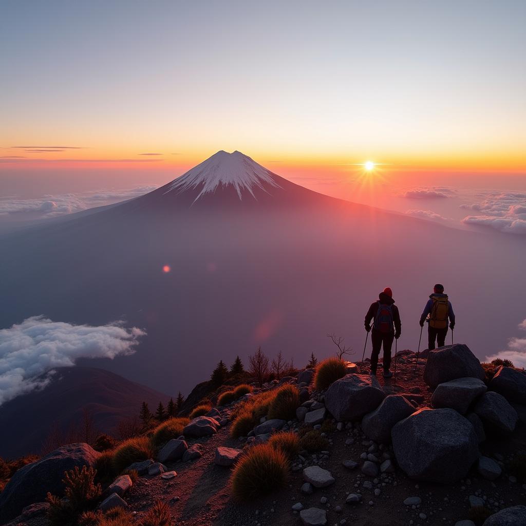 Hiking Mount Fuji at Sunrise