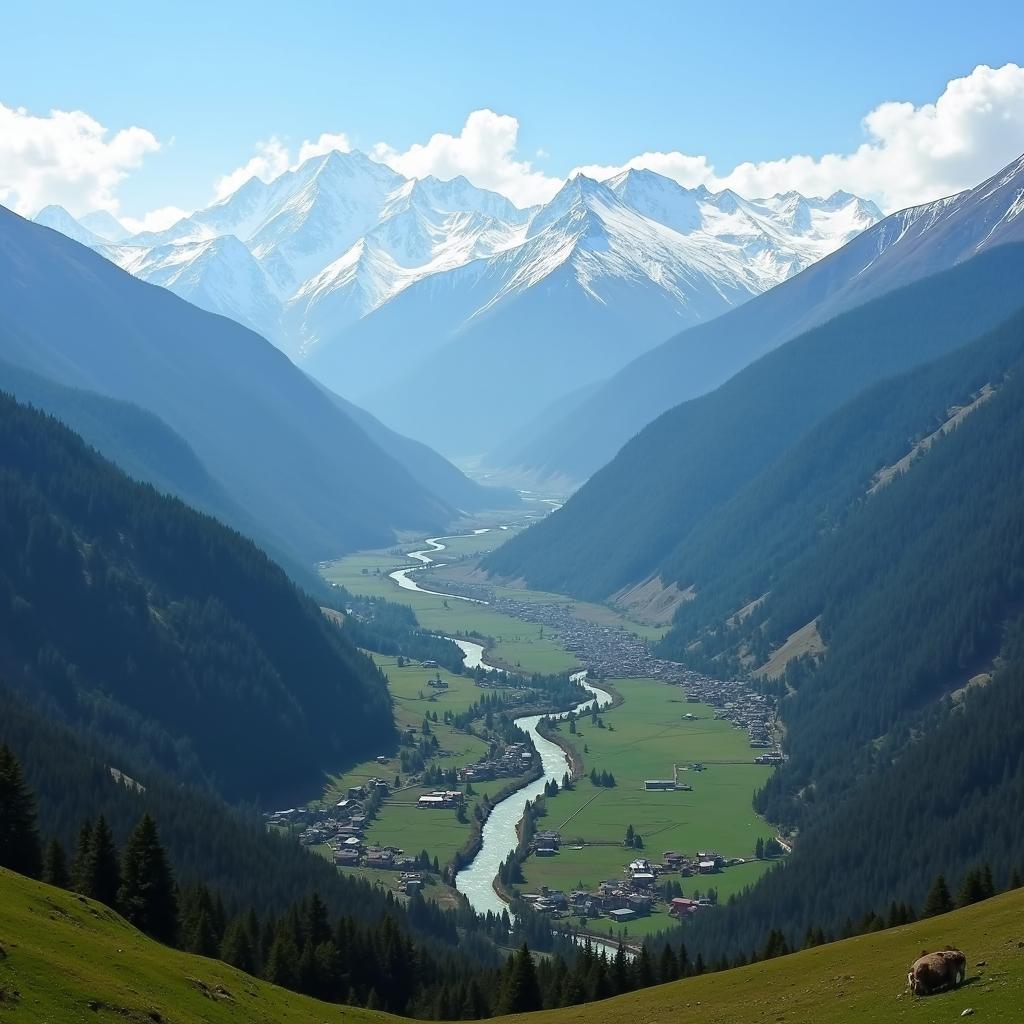 Scenic view of the Himalayas in Himachal Pradesh