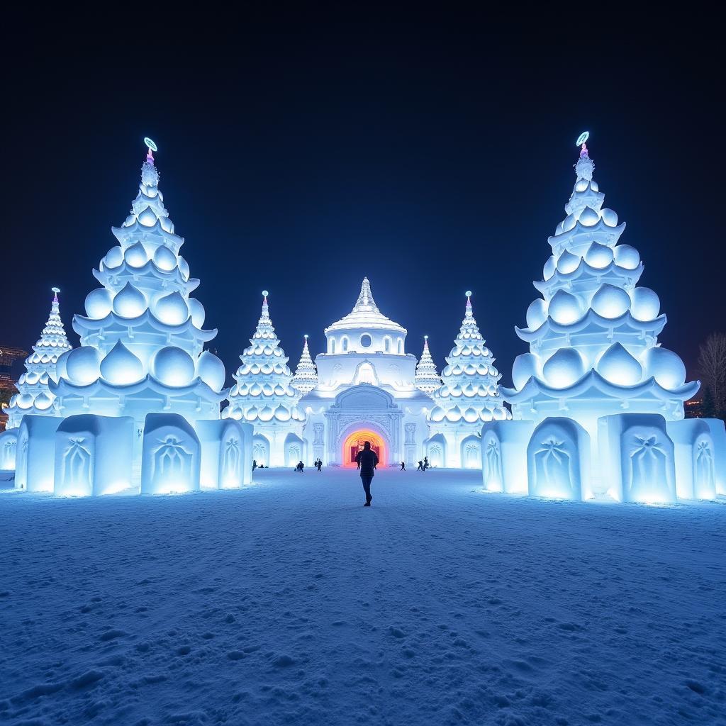 Hokkaido Snow Festival Night View