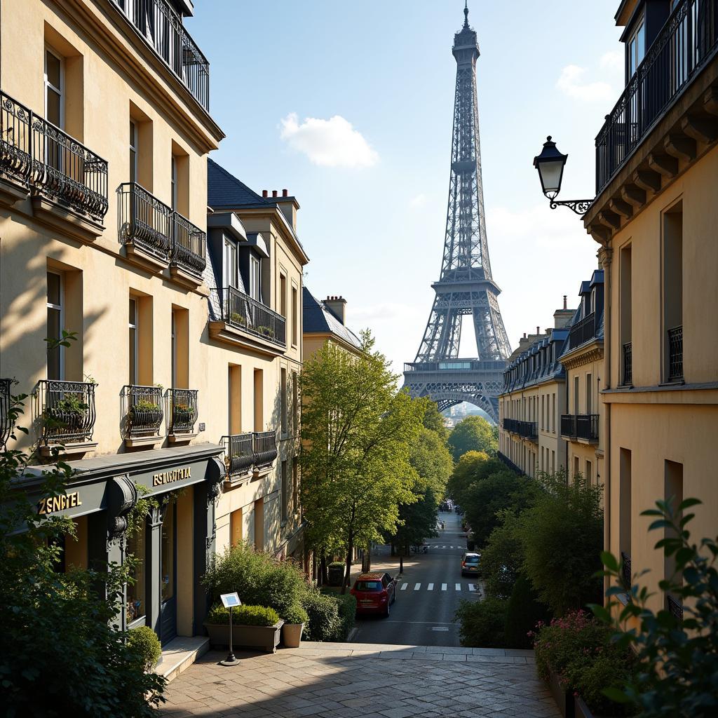 Hotel in Auteuil with Eiffel Tower view