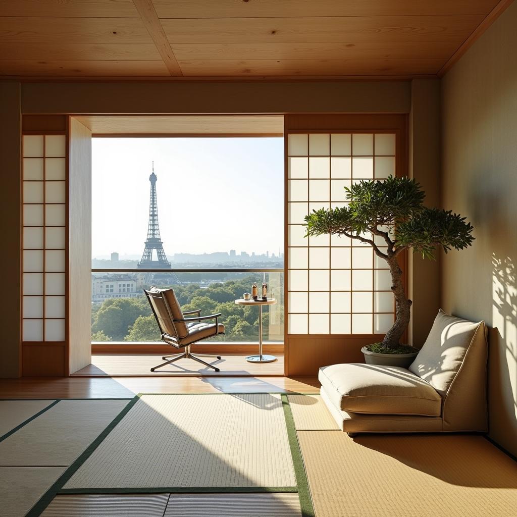 Japanese-inspired room at Hotel Mercure Tour Eiffel