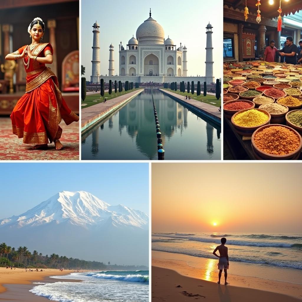 Highlights of a 15-day tour package in India including cultural performances, historical monuments, and natural landscapes.