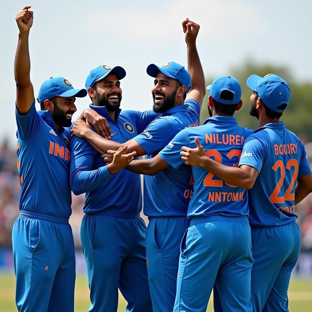 Indian Cricket Team Celebrating a Victory in Zimbabwe During the 2022 Tour