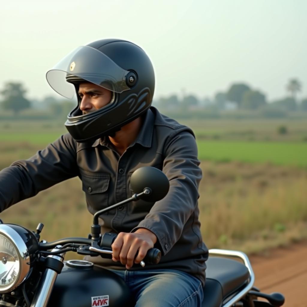 Indian Motorcycle Rider with Touring Helmet