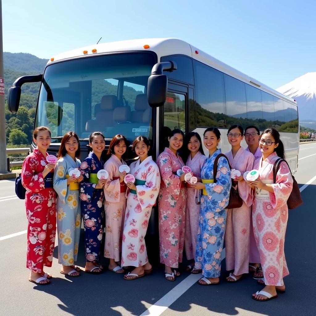 Group Photo in Front of a 12 Bunk Tour Bus