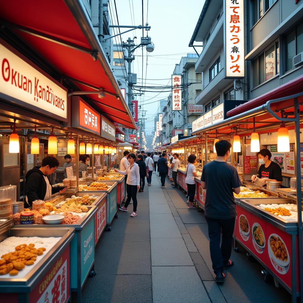 Enjoying Osaka street food during a one-day tour