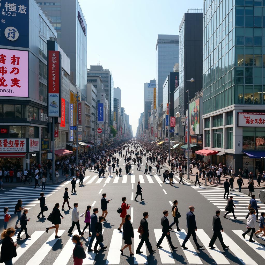 360 Panoramic View of Tokyo Shibuya Crossing