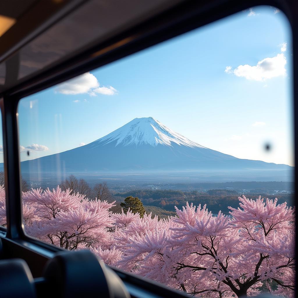 Scenic View of Mount Fuji from a Bus Tour