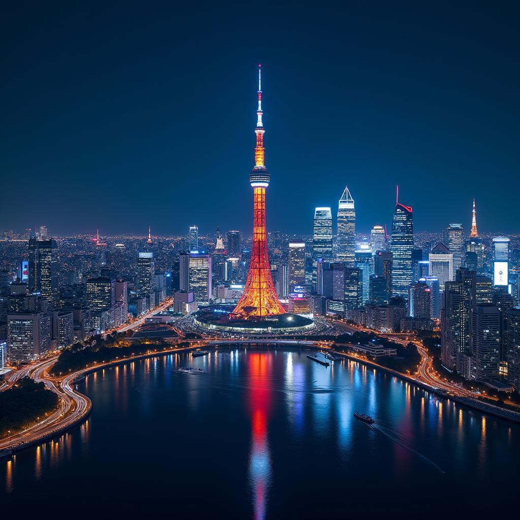 Modern Tokyo Skyline at Night