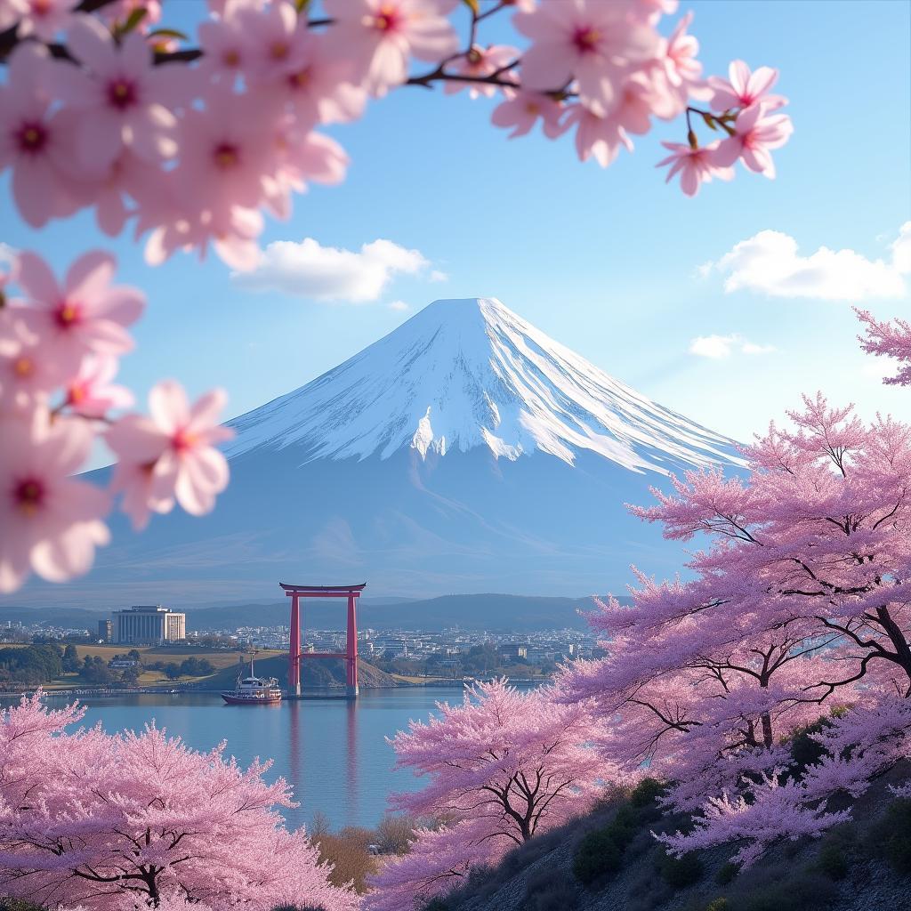 Iconic Landmarks and Natural Beauty in Japan: Mount Fuji and Cherry Blossoms