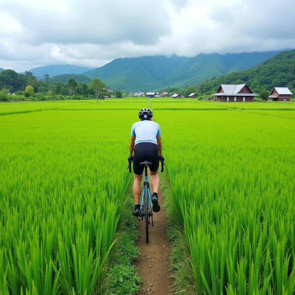 Cycling through Japanese countryside