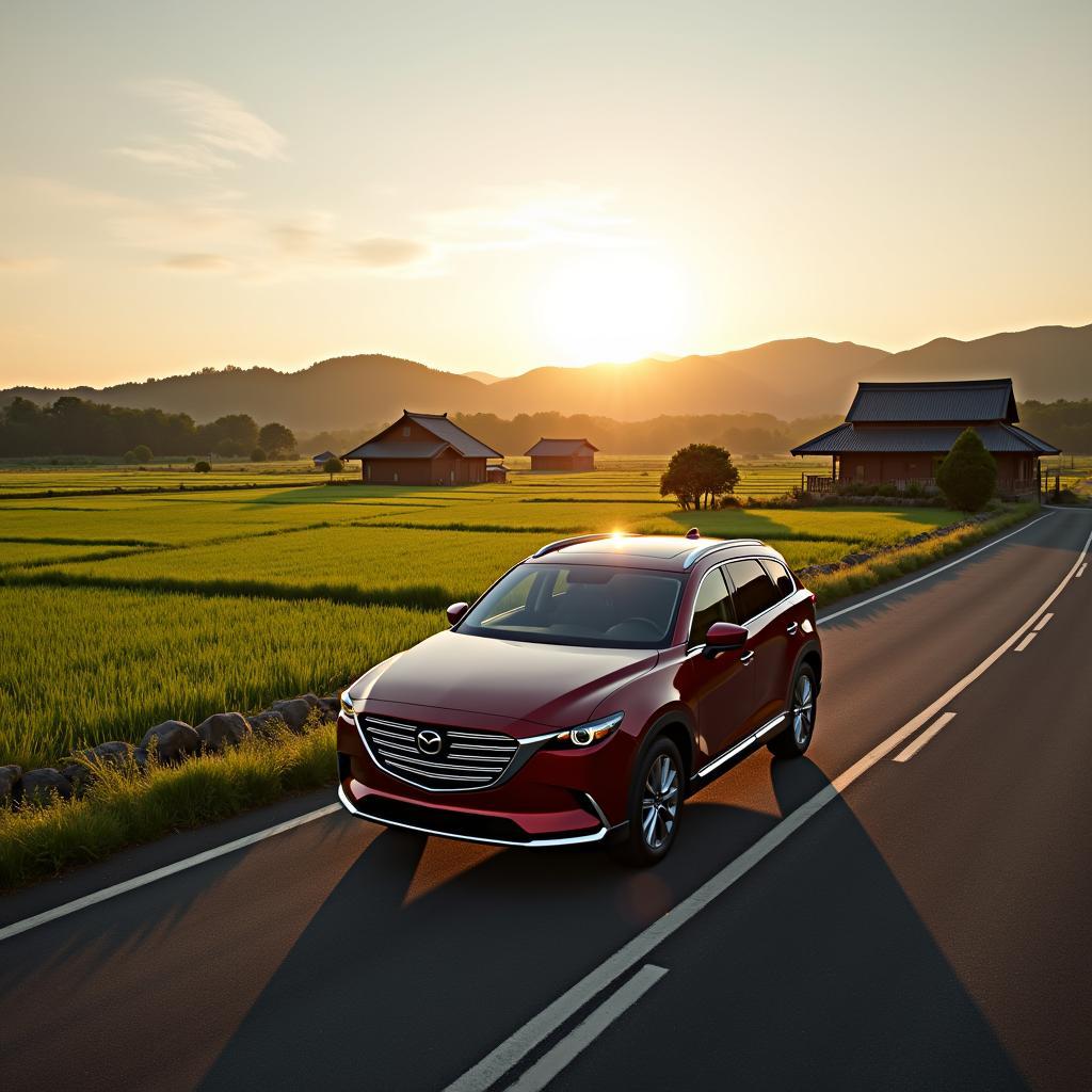 Driving through the Japanese countryside in a 2015 Mazda CX-9