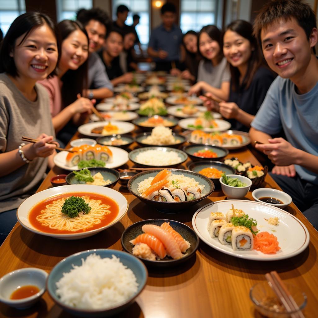 Delicious Japanese cuisine enjoyed during an Om Sai tour