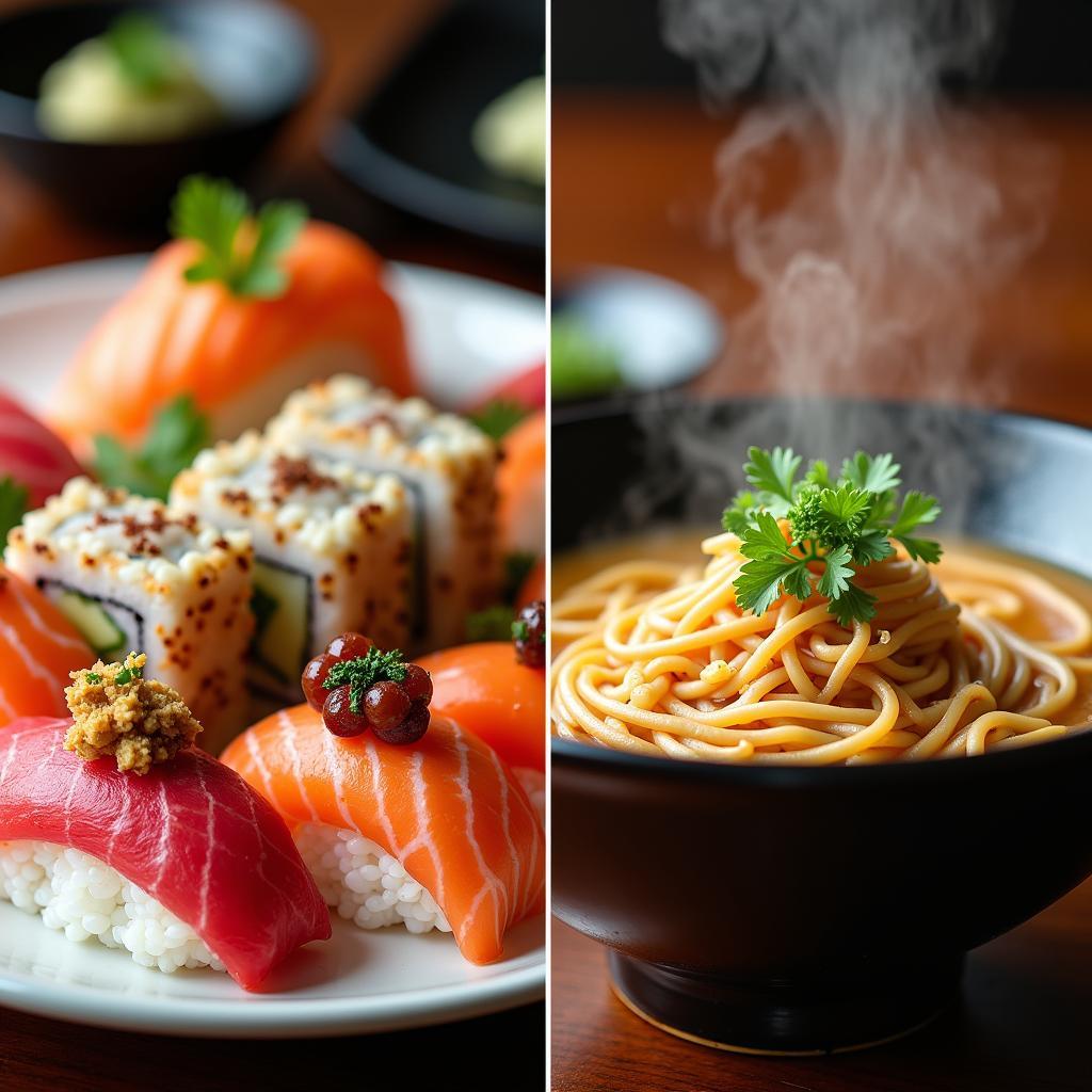 A culinary journey through Japan: savoring sushi and ramen.