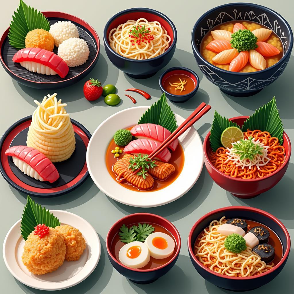 A Variety of Japanese Dishes