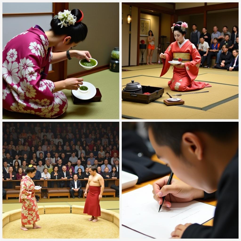 Exploring Japanese Cultural Experiences: tea ceremony, sumo, calligraphy